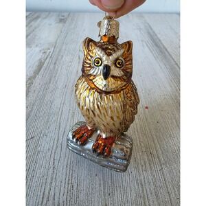 OWC old world glass owl glitter bird ornament Xmas tree